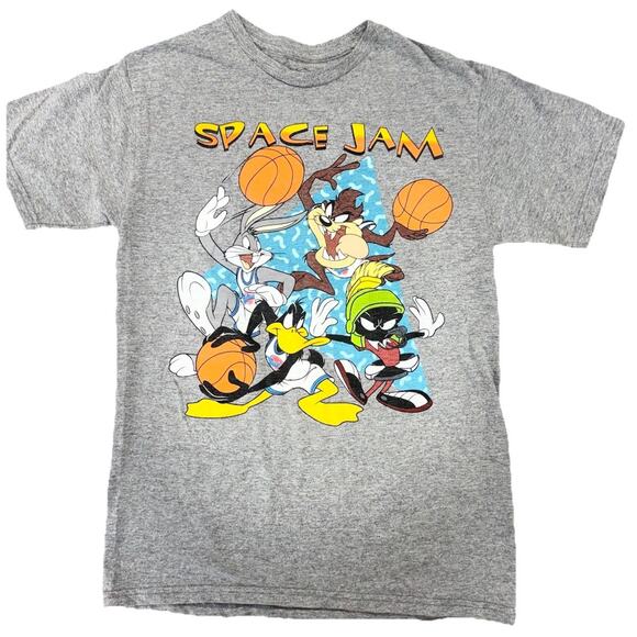 Space Jam Men’s Small Graphic Tee Tune Squad Basketball Vintage Style Gray - Picture 1 of 6